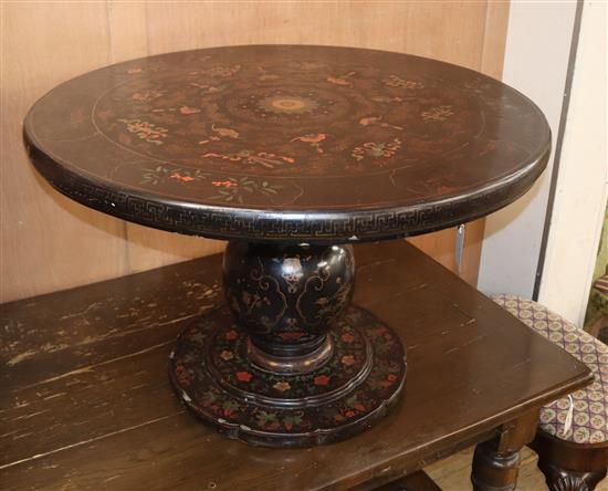 A Chinese laquered circular low occasional table Diameter 88cm